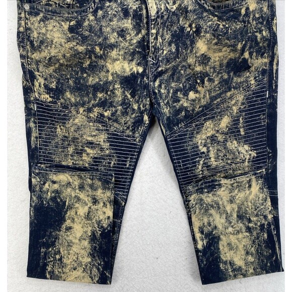 True Religion Moto Skinny Biker Jeans 44 Acid Wash Ribbed Denim Street - Picture 11 of 15